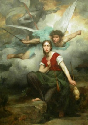 Joan of Arc guided by archangel Michael by Eugene Thirion